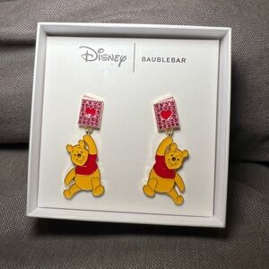 Disney BaubleBar Winnie the Pooh Valentines Day Earrings Pink Red Hearts #4002